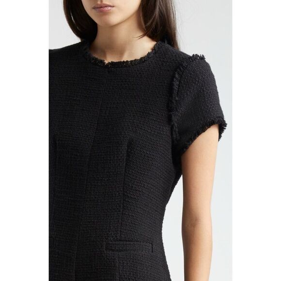 Cinq à Sept Women's Black Nova Tweed Short Sleeve Fit & Flare Dress Size 14 NWOT - Picture 4 of 11
